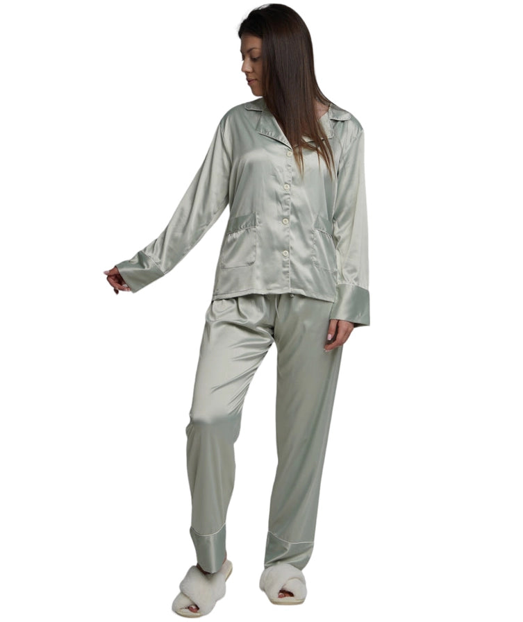 Long Satin Pajama Set