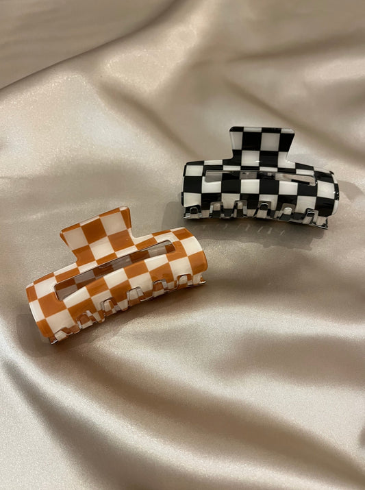 Retro Checkered Hair Clip